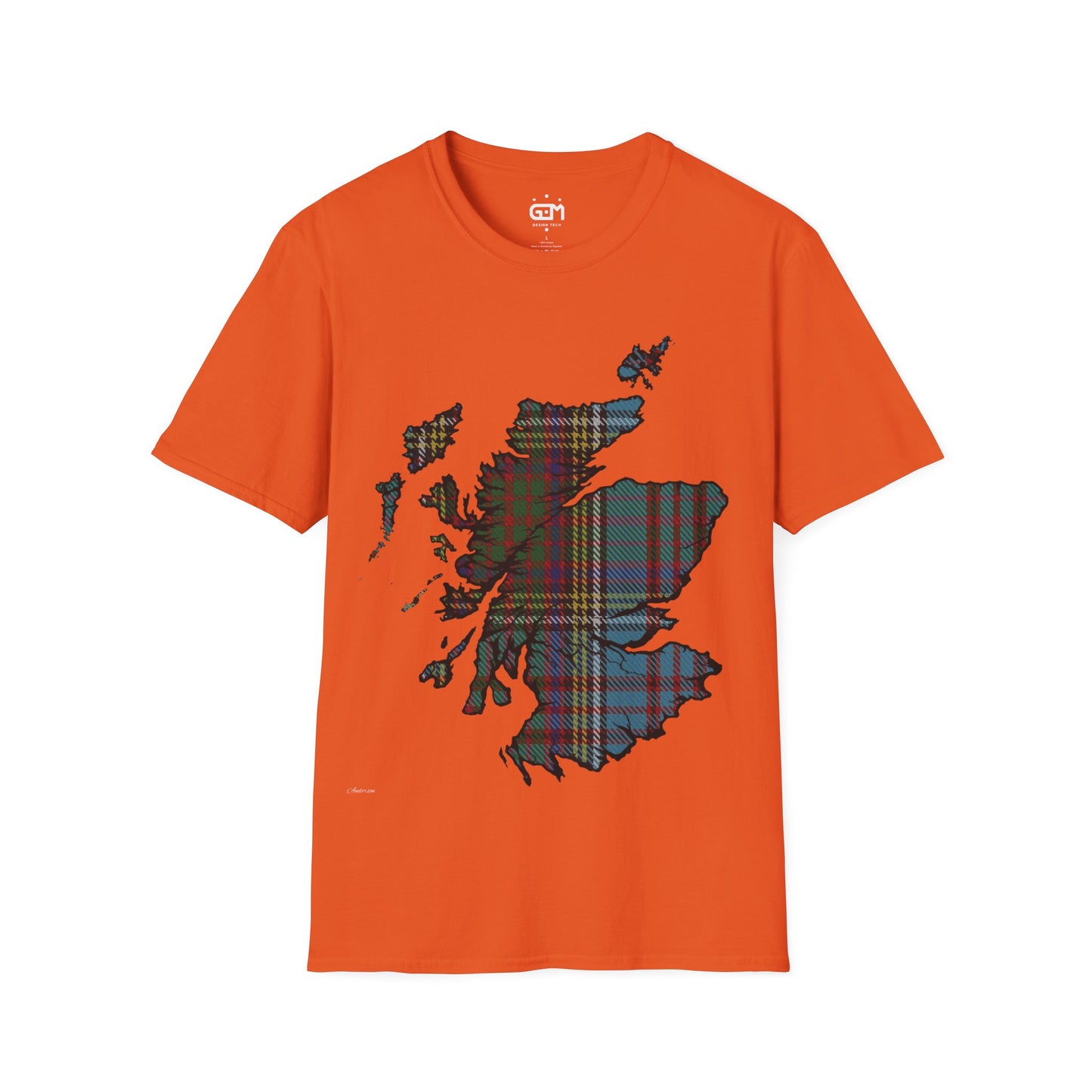 Scotland Tartan Map Softstyle Unisex T-Shirt, Anderson Tartan, Various Colours