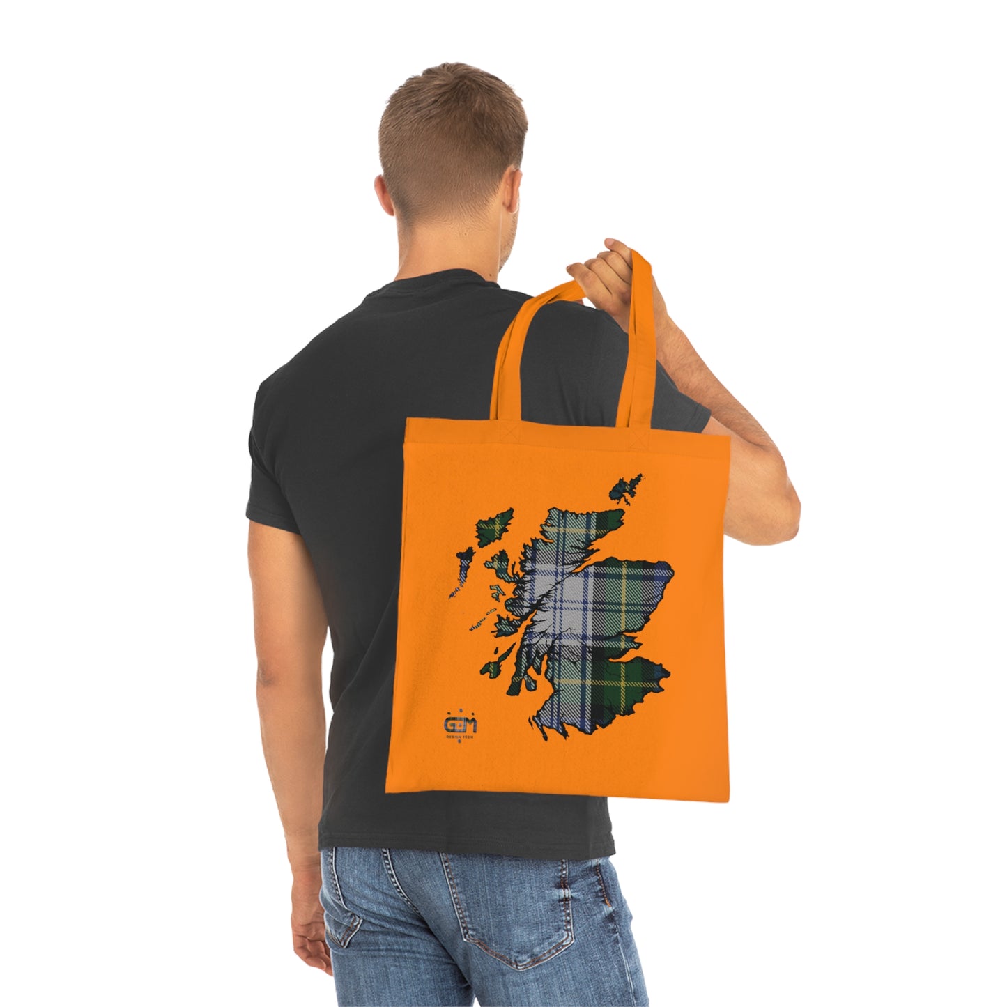 Reversible Scotland Tartan Map Cotton Tote Bag - Gordon Dress Tartan