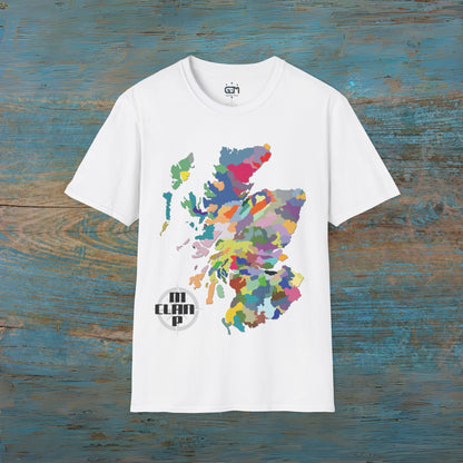 Scotland Clan Map Softstyle T-Shirt, Unisex Tee, Scotland Shirt, Various Colours