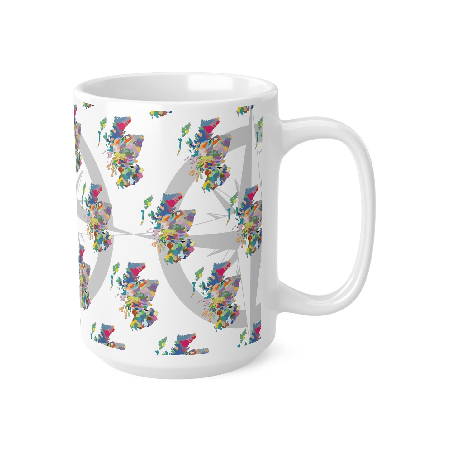 Scotland Colour Map Pattern Mug, Coffee Cup, Tea Cup, White