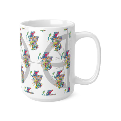 Scotland Colour Map Pattern Mug, Coffee Cup, Tea Cup, White