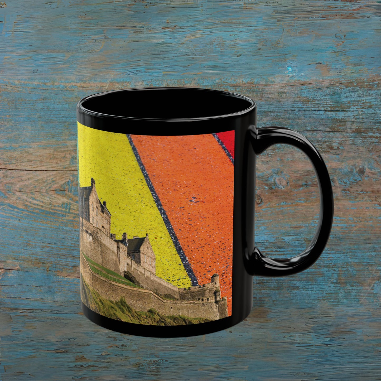 Edinburgh Castle Pride Road Sky Photo Mug, Black