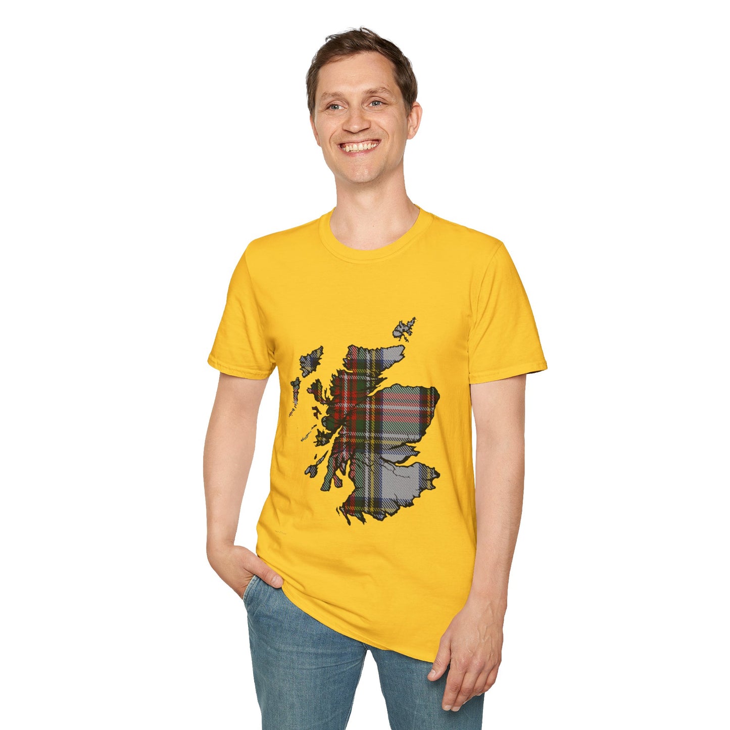 Scotland Tartan Map Softstyle Unisex T-Shirt - Stewart Dress Tartan Tee