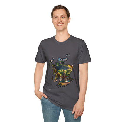 Edinburgh Castle with Fountain Scotland Map Softstyle Unisex T-Shirt, Scotland Shirt, Scottish Landmark Tee