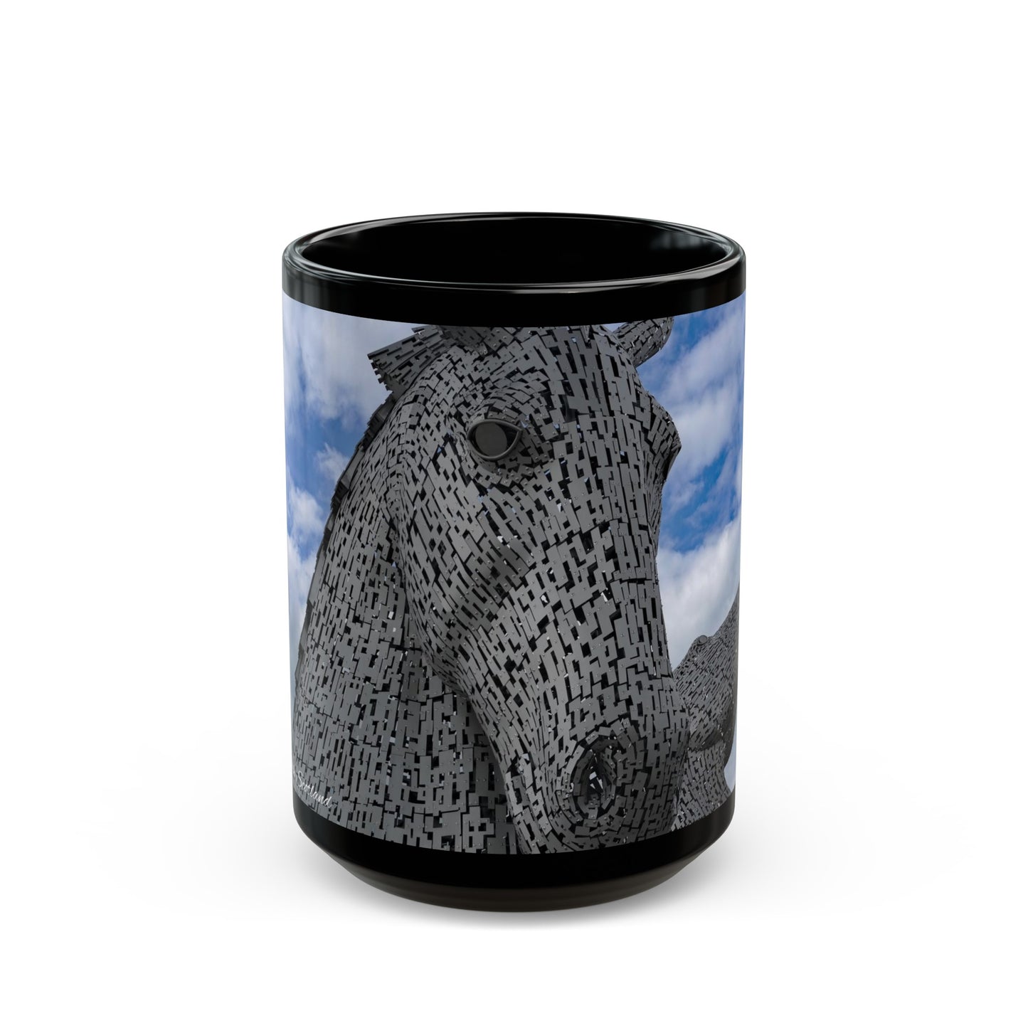 Kelpies Photo Mug, Coffee Cup, Tea Cup, Scottish Art, Scottish Landmarks, Scottish Nature, Black