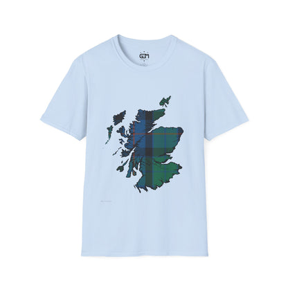 Scotland Tartan Map Softstyle Unisex T-Shirt - Flower of Scotland Tartan Tee