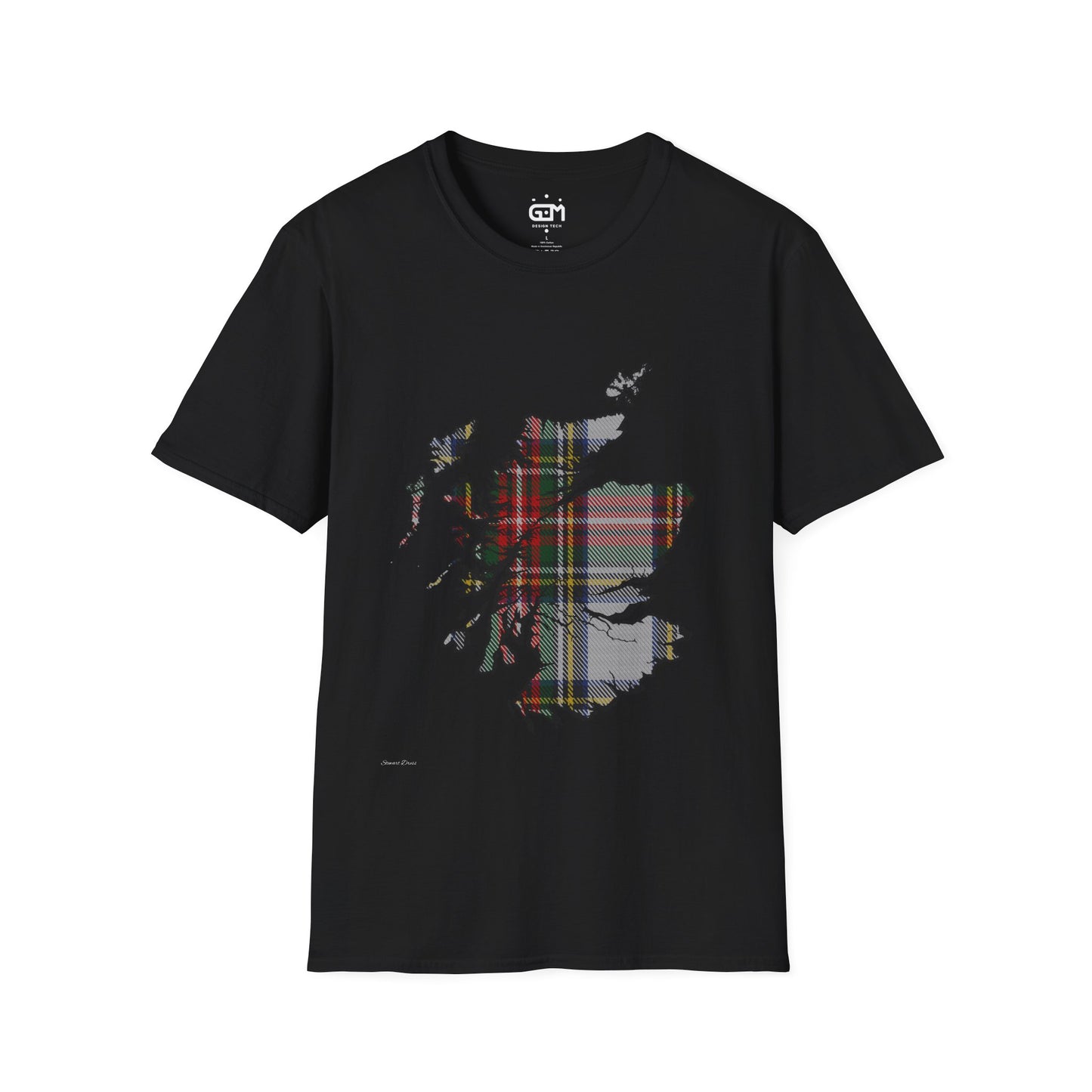 Scotland Tartan Map Softstyle Unisex T-Shirt - Stewart Dress Tartan Tee