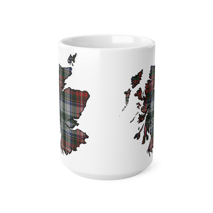 Stewart Tartan Scotland Map Mug, Coffee Cup, Tea Cup, Scotland, White