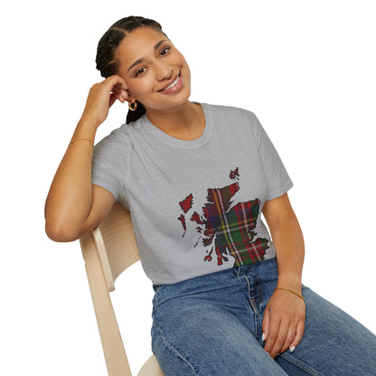 Scotland Tartan Map Softstyle Unisex T-Shirt - Stewart Royal Tartan Tee