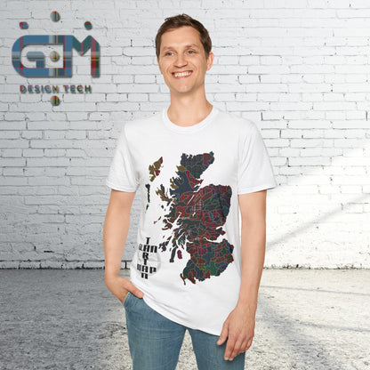 Scotland Tartan Clan Map Softstyle T-Shirt, Unisex Tee, Scotland Shirt, Various Colours