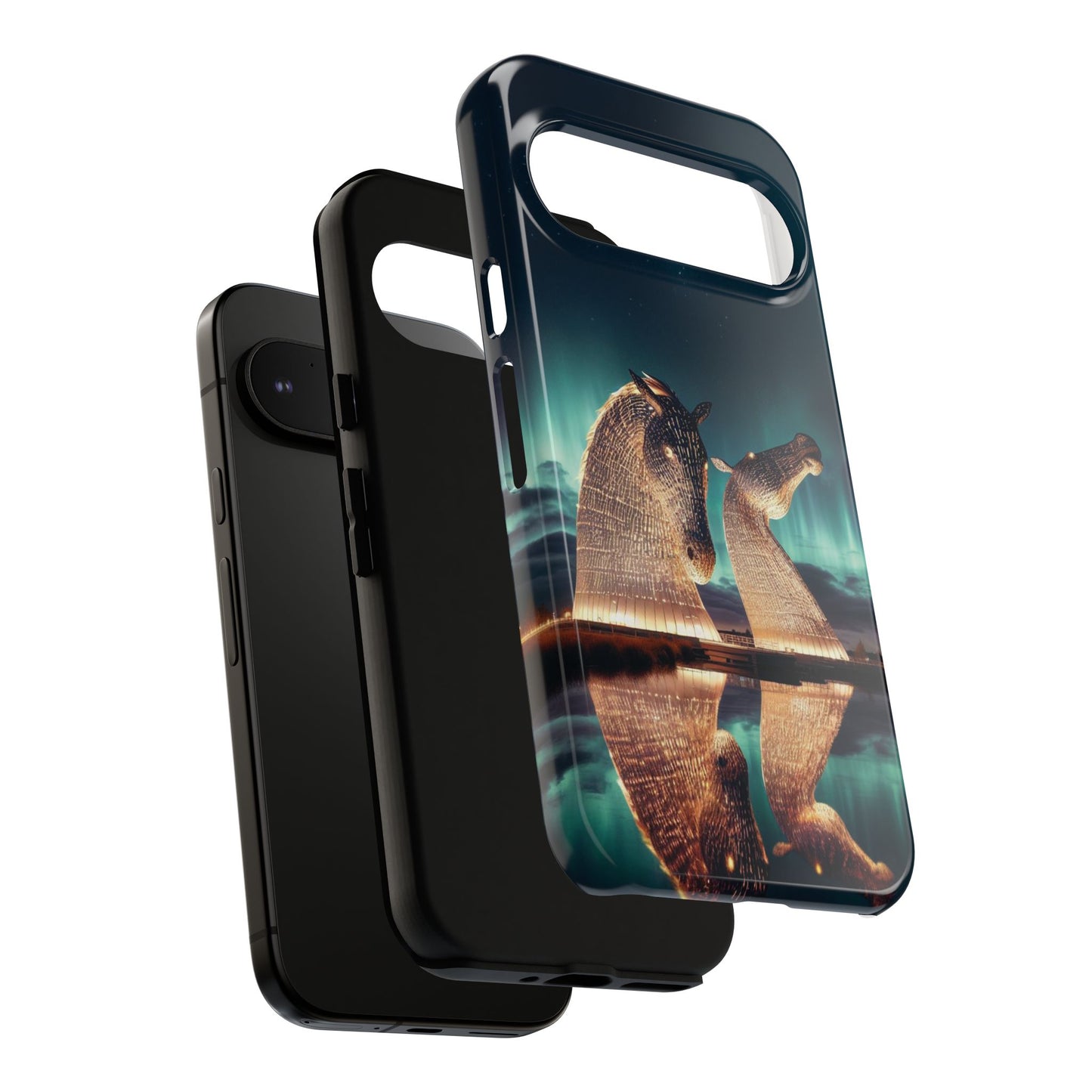 Kelpies Northern Lights Art Variant Phone Case, Scotland, Google