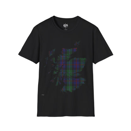 Scotland Tartan Map Softstyle Unisex T-Shirt, Argyle Tartan, Various Colours