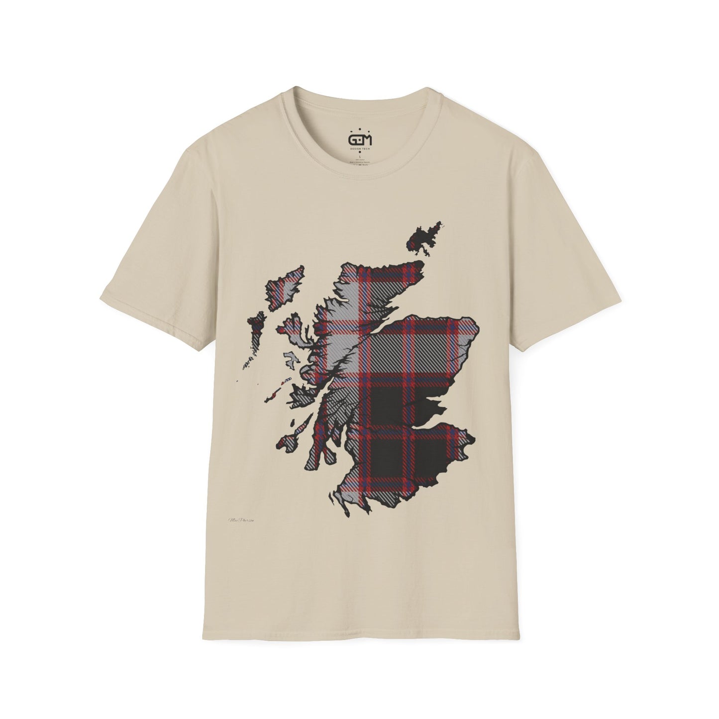 Scotland Tartan Map Softstyle Unisex T-Shirt, MacPherson Tartan, Various Colours