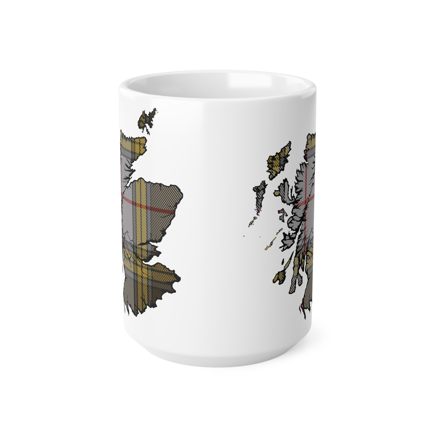 Buchanan Tartan Scotland Map Mug, Coffee Cup, Tea Cup, Scotland, White