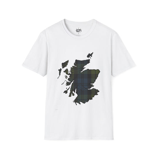 Scotland Tartan Map Softstyle Unisex T-Shirt - Campbell Tartan Tee