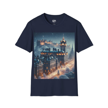 Edinburgh in Winter Softstyle T-Shirt, Unisex Tee, Scotland Shirt, Scottish Landmark, Nature, Scenery, Various Colours