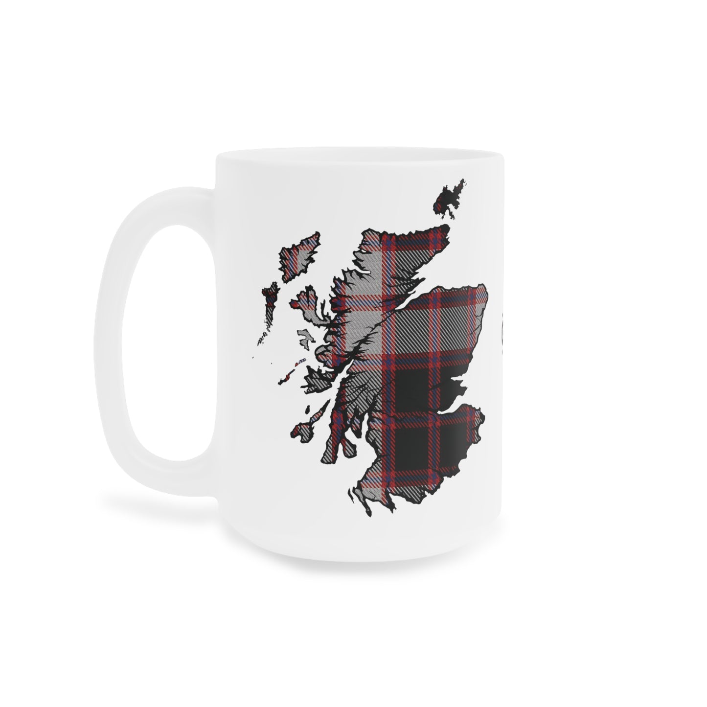 Scotland Tartan Map Mug - MacPherson Tartan, Various Sizes