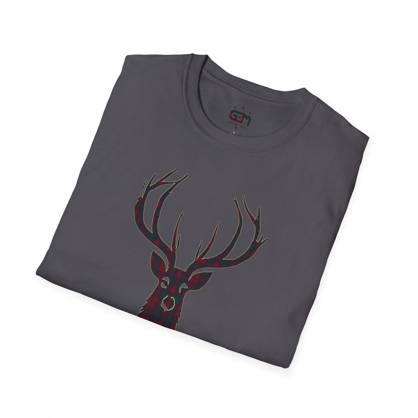 Tartan Stag Softstyle T-Shirt - Lindsay Tartan, Unisex Tee, Scottish Scenery, Various Colours