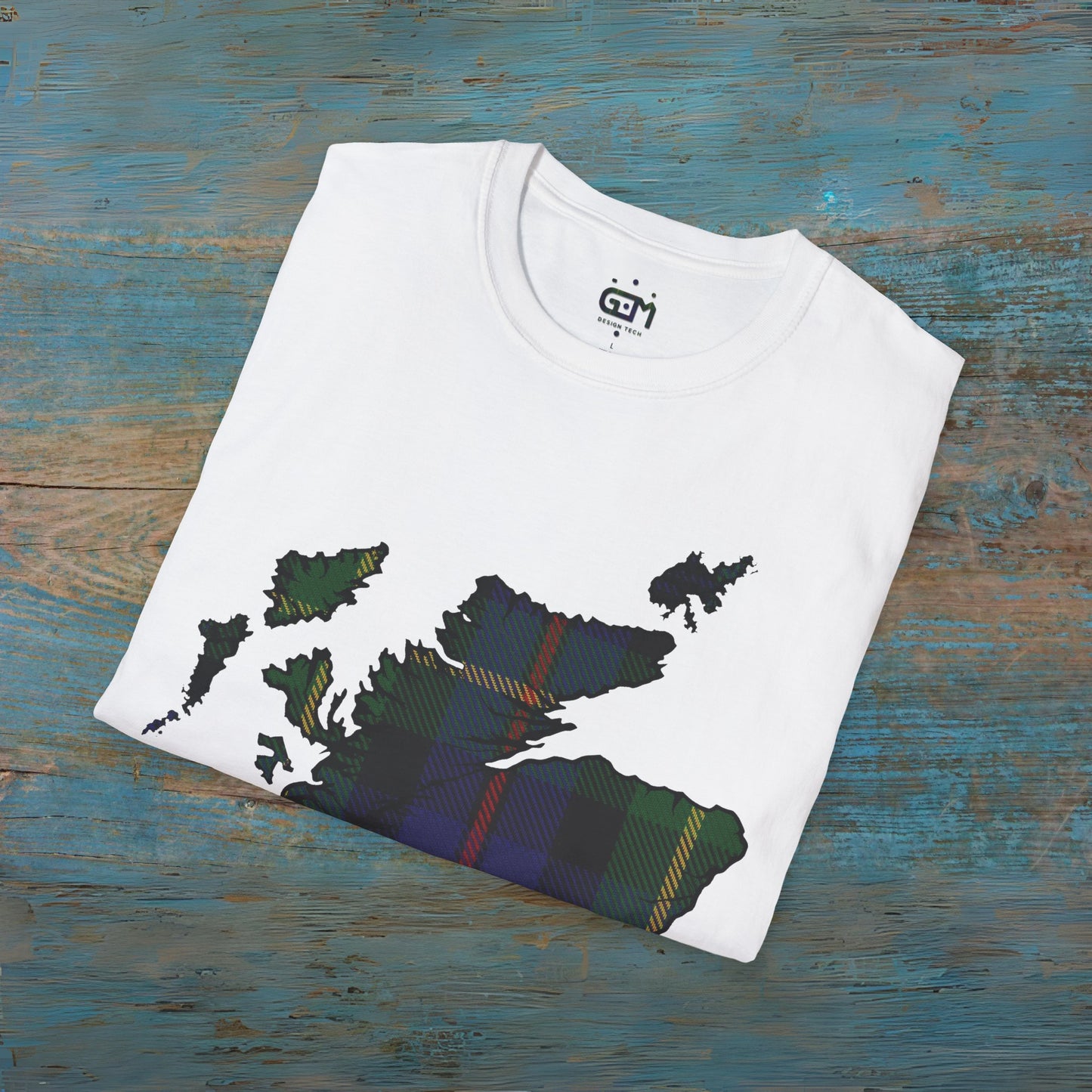 Scotland Tartan Map Softstyle Unisex T-Shirt, Farquharson Tartan, Various Colours