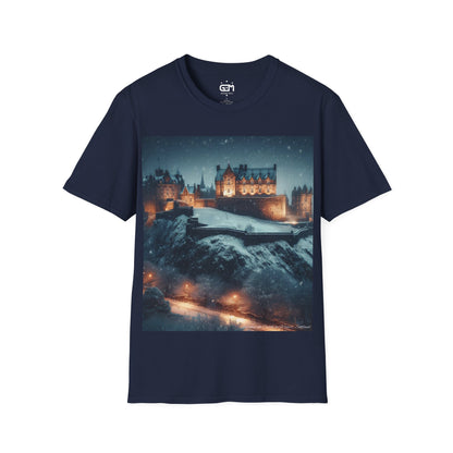 Edinburgh Castle in Winter Softstyle T-Shirt, Unisex Tee, Scotland Shirt, Scottish Landmark, Nature, Scenery, Various Colours