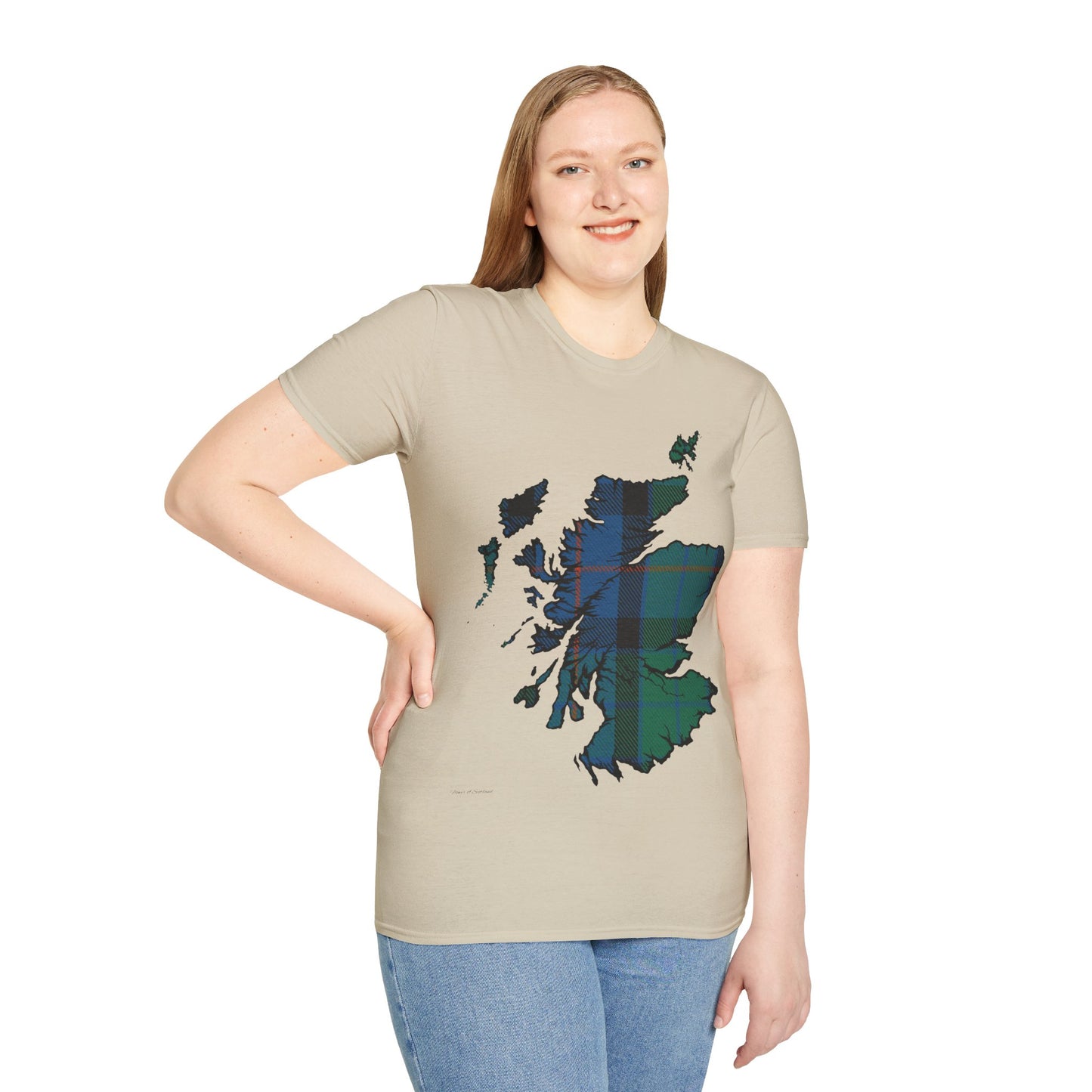 Scotland Tartan Map Softstyle Unisex T-Shirt, Flower of Scotland Tartan, Various Colours