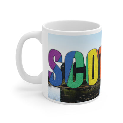 Scotland Lettering Pride Road Photo Mug, White