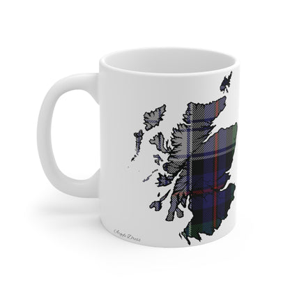 Argyle Dress Tartan Scotland Map Mug, Coffee Cup, Tea Cup, Scotland, White