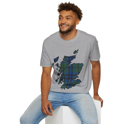 Scotland Tartan Map Softstyle Unisex T-Shirt, Keith Tartan, Various Colours