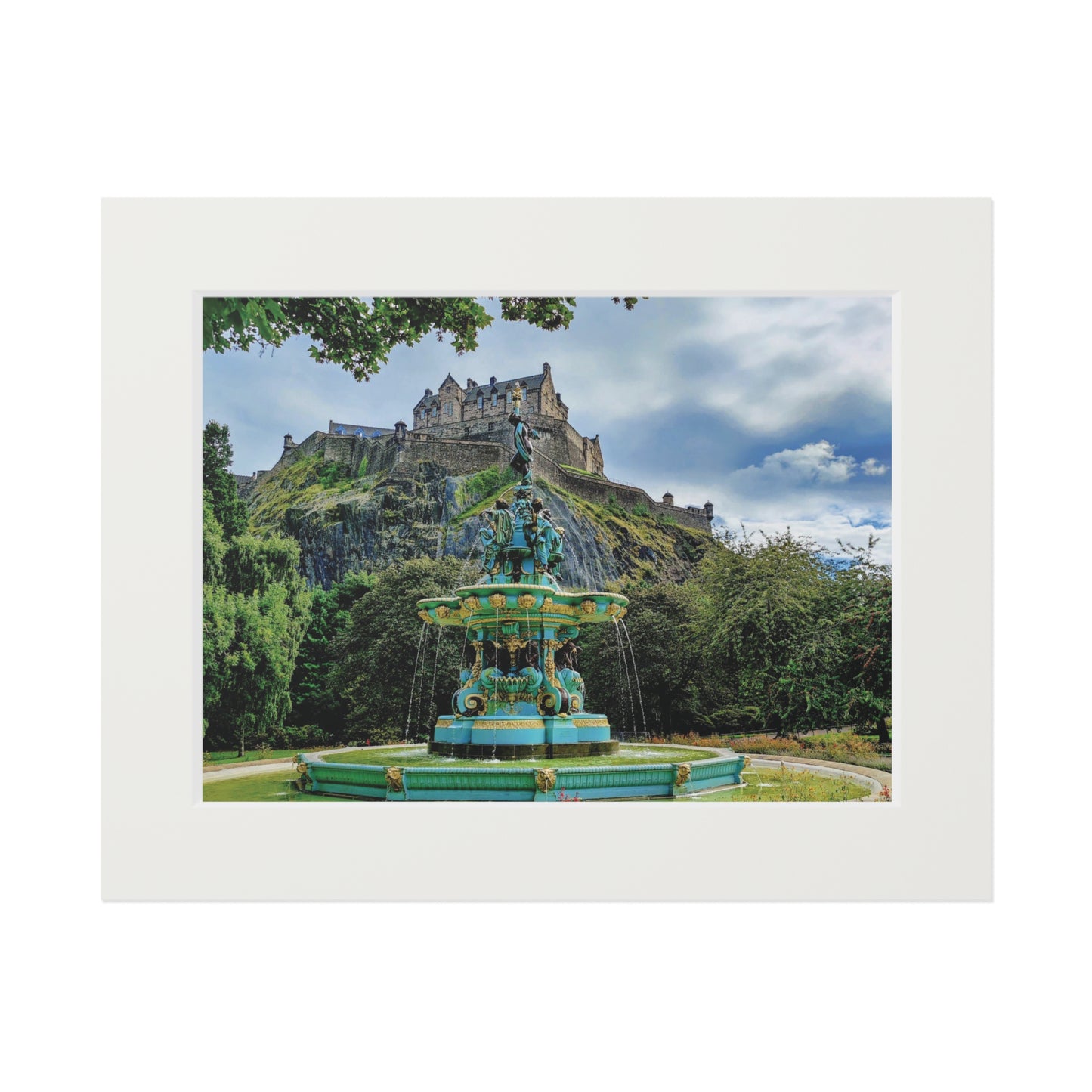 Ross Fountain & Edinburgh Castle Fine Photo Print, Scotland Art, Paper Frame, Various Sizes, Horizontal