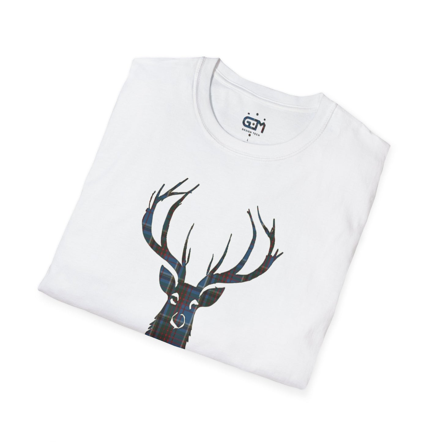 Tartan Stag Softstyle T-Shirt - Anderson Old Tartan, Unisex Tee, Scottish Scenery, Various Colours