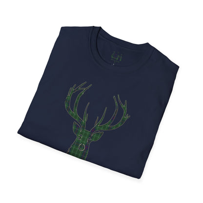 Tartan Stag Softstyle T-Shirt - Duncan Tartan, Unisex Tee, Scottish Scenery, Various Colours