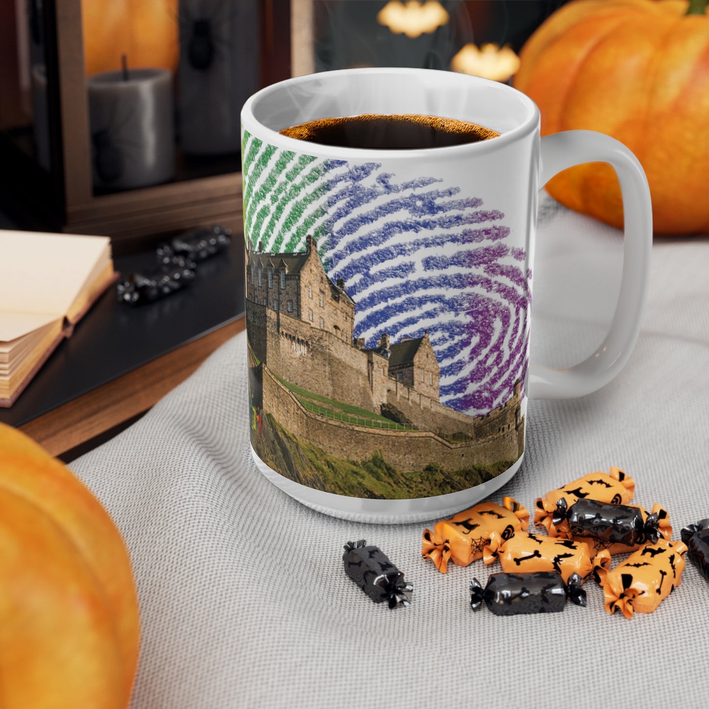 Edinburgh Castle Pride Fingerprint Sky Photo Mug, White