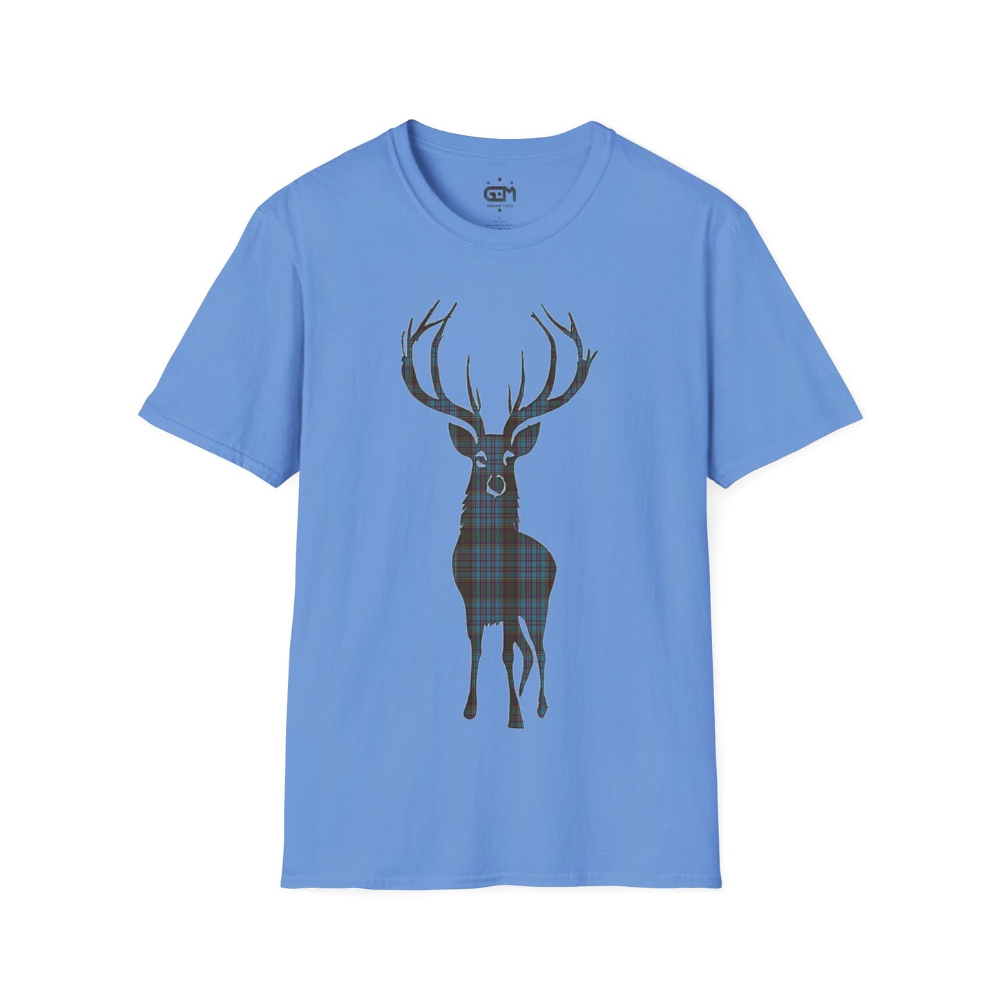 Tartan Stag Softstyle T-Shirt - Anderson Tartan, Unisex Tee, Scottish Scenery, Various Colours