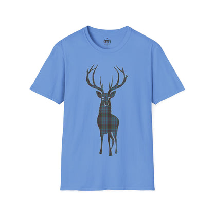 Tartan Stag Softstyle T-Shirt - Anderson Tartan, Unisex Tee, Scottish Scenery, Various Colours