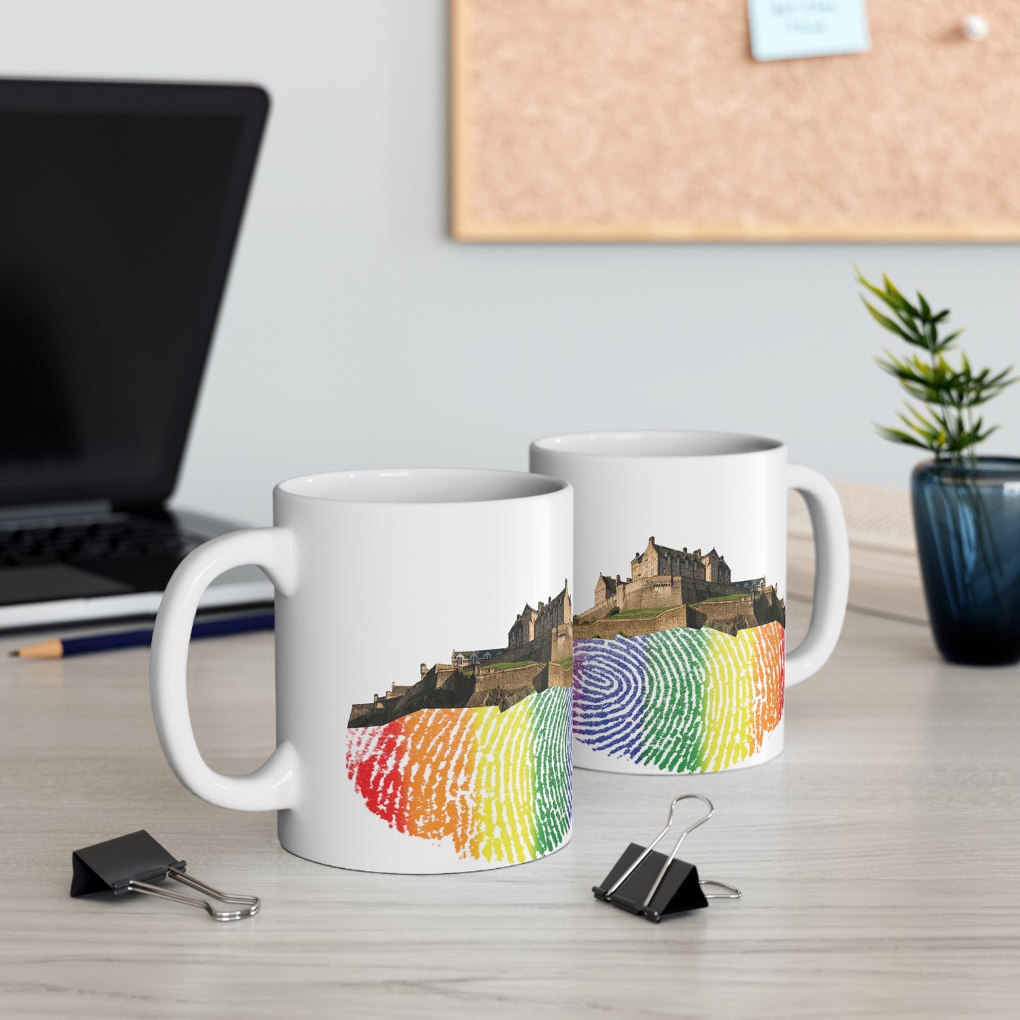 Pride Fingerprint Rock Edinburgh Castle Photo Mug, White