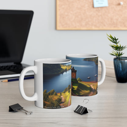 Urquhart Castle Mug - Loch Ness, Coffee Cup, Tea Cup, Scotland, White