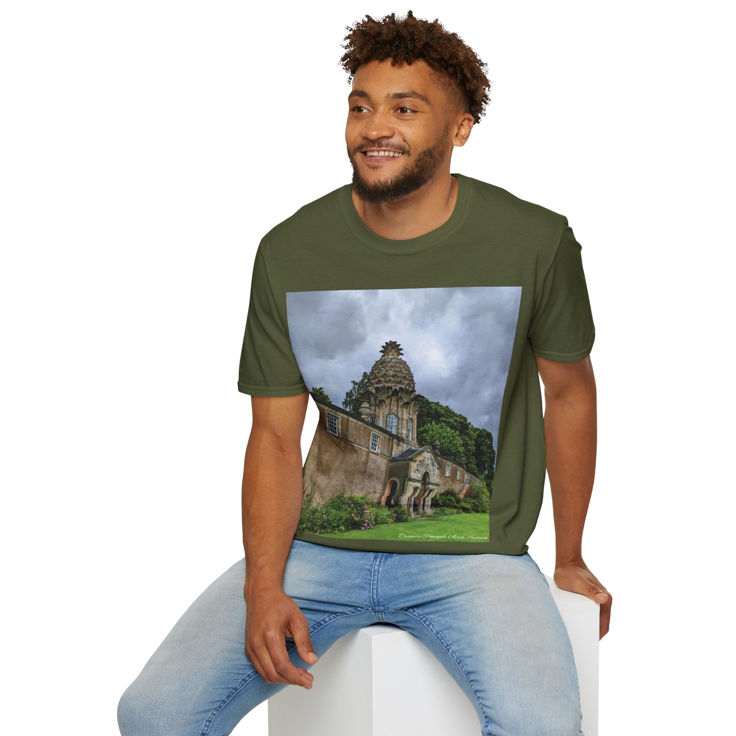 Dunmore Pineapple Photo Softstyle T-Shirt, Unisex Tee, Scotland Shirt, Scottish Landmark, Nature, Scenery, Various Colours