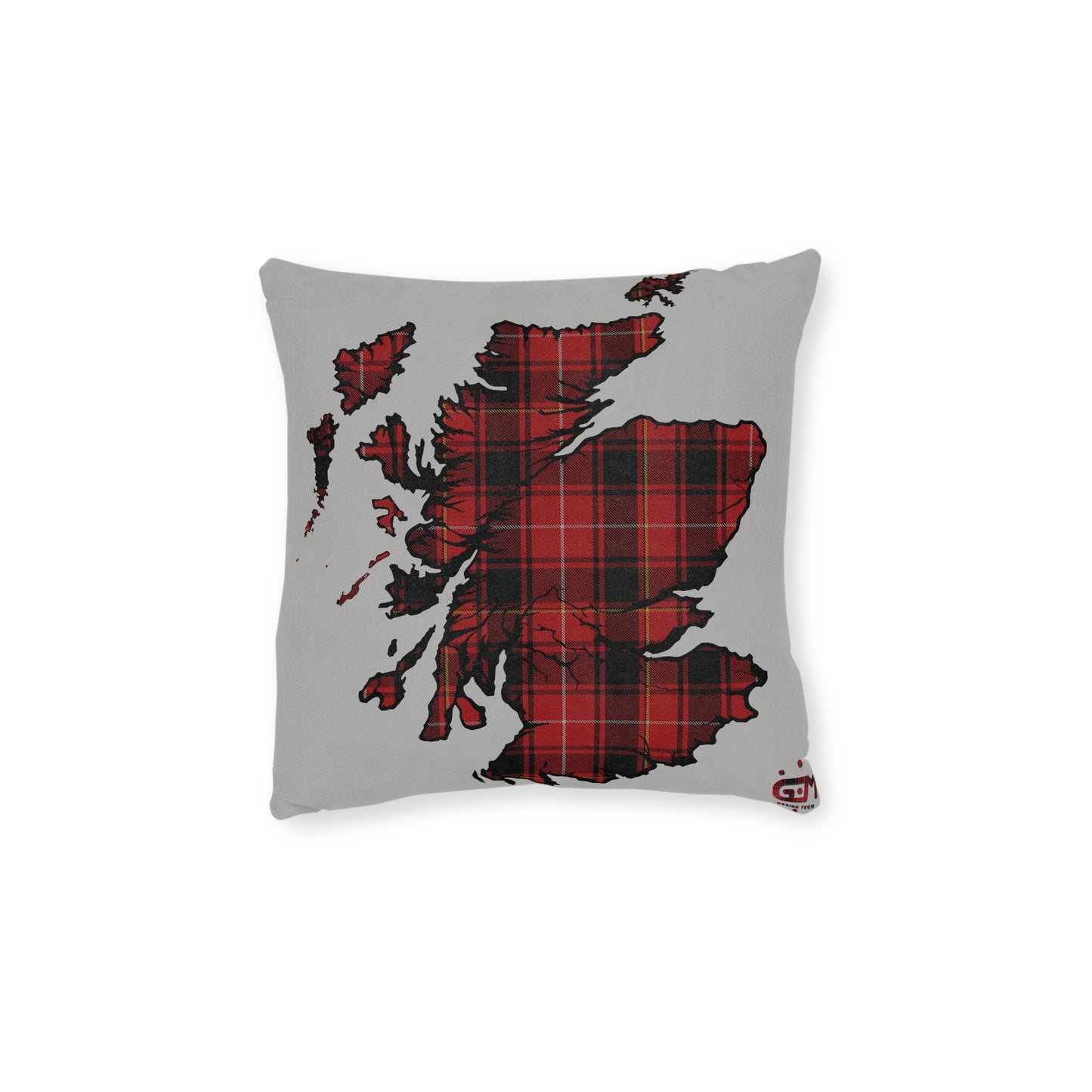 Reversible Square Cushion : Stag / Scotland Map - MacIver Tartan, Various Sizes