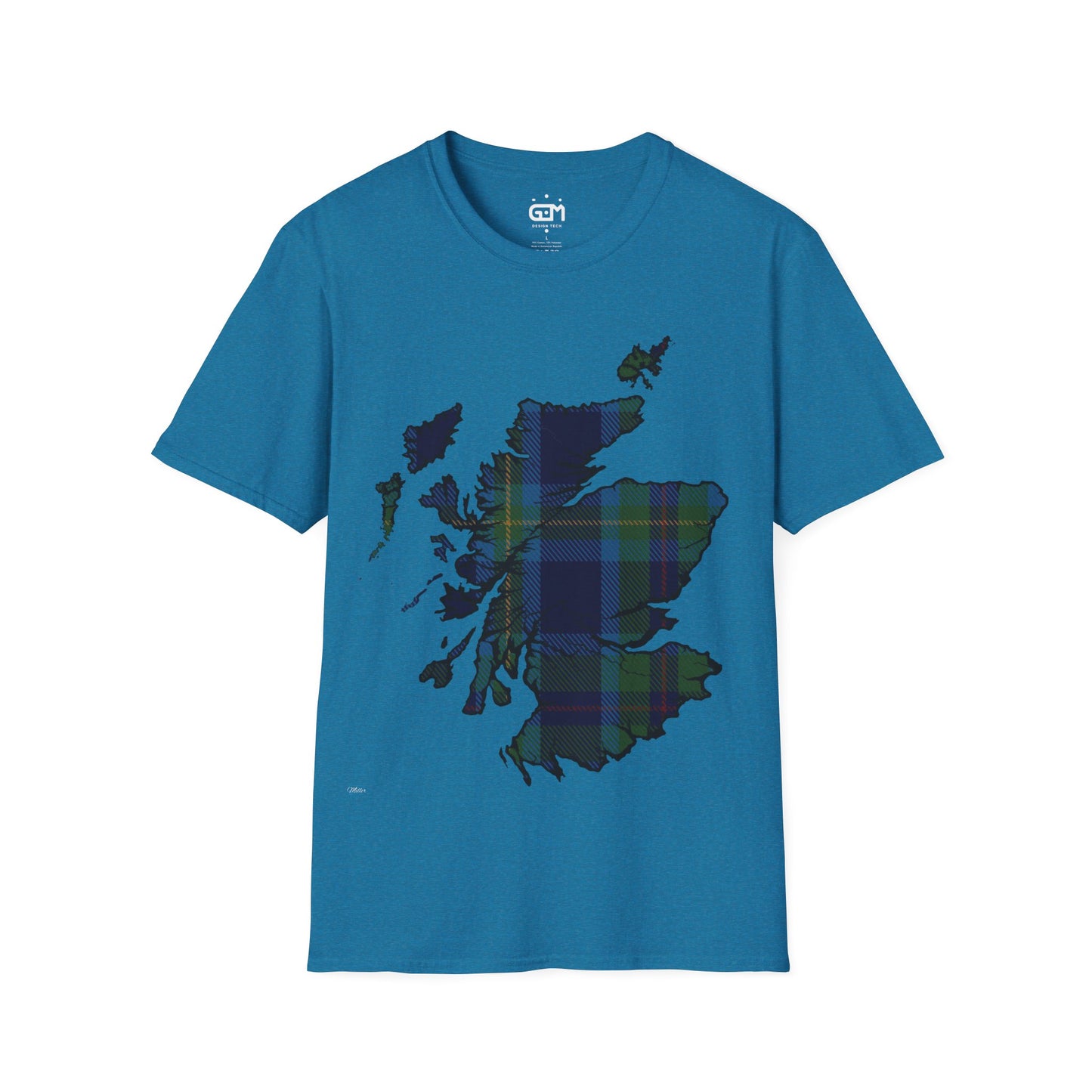 Scotland Tartan Map Softstyle Unisex T-Shirt, Miller Tartan, Various Colours