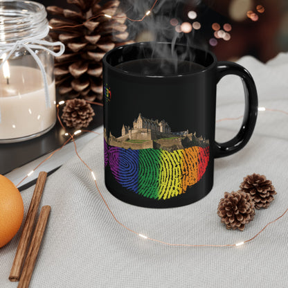 Pride Fingerprint Rock Edinburgh Castle Photo Mug, Black