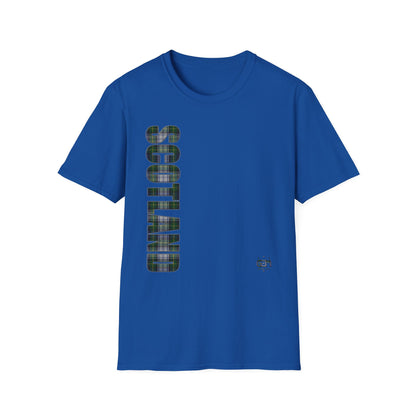 Tartan Scotland Lettering Softstyle Unisex T-Shirt, Gordon Dress Tartan Tee