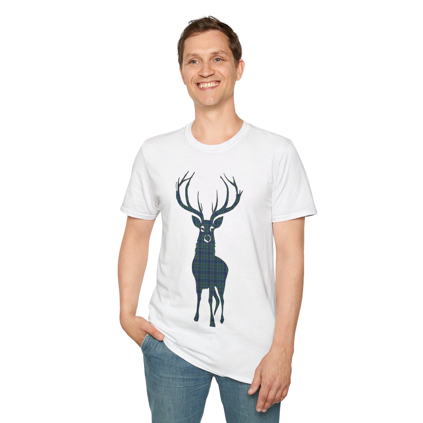 Tartan Stag Softstyle T-Shirt - Keith Tartan, Unisex Tee, Scottish Scenery, Various Colours