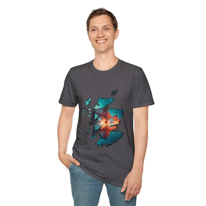 Forth Rail Bridge Scotland Map Softstyle Unisex T-Shirt, Scotland Shirt, Scottish Landmark Tee