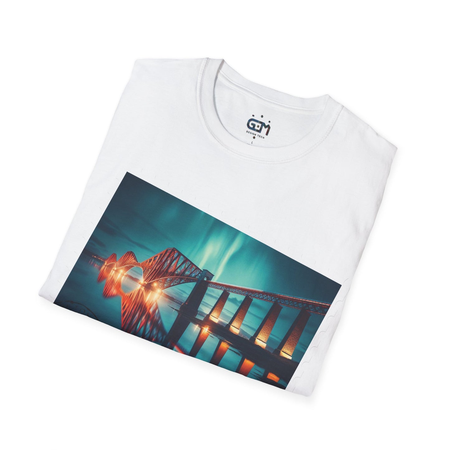 Postcard Forth Rail Bridge Art Softstyle T-Shirt, Unisex Tee, Scotland Shirt, Various Colours