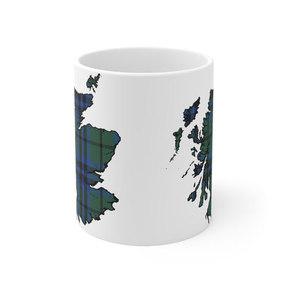 Keith Tartan Scotland Map Mug, Coffee Cup, Tea Cup, Scotland, White