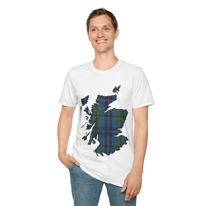 Scotland Tartan Map Softstyle Unisex T-Shirt, Keith Tartan, Various Colours