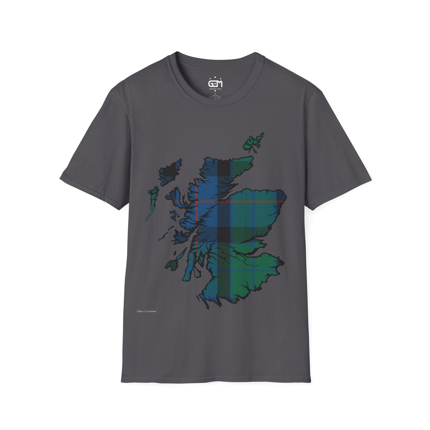 Scotland Tartan Map Softstyle Unisex T-Shirt, Flower of Scotland Tartan, Various Colours