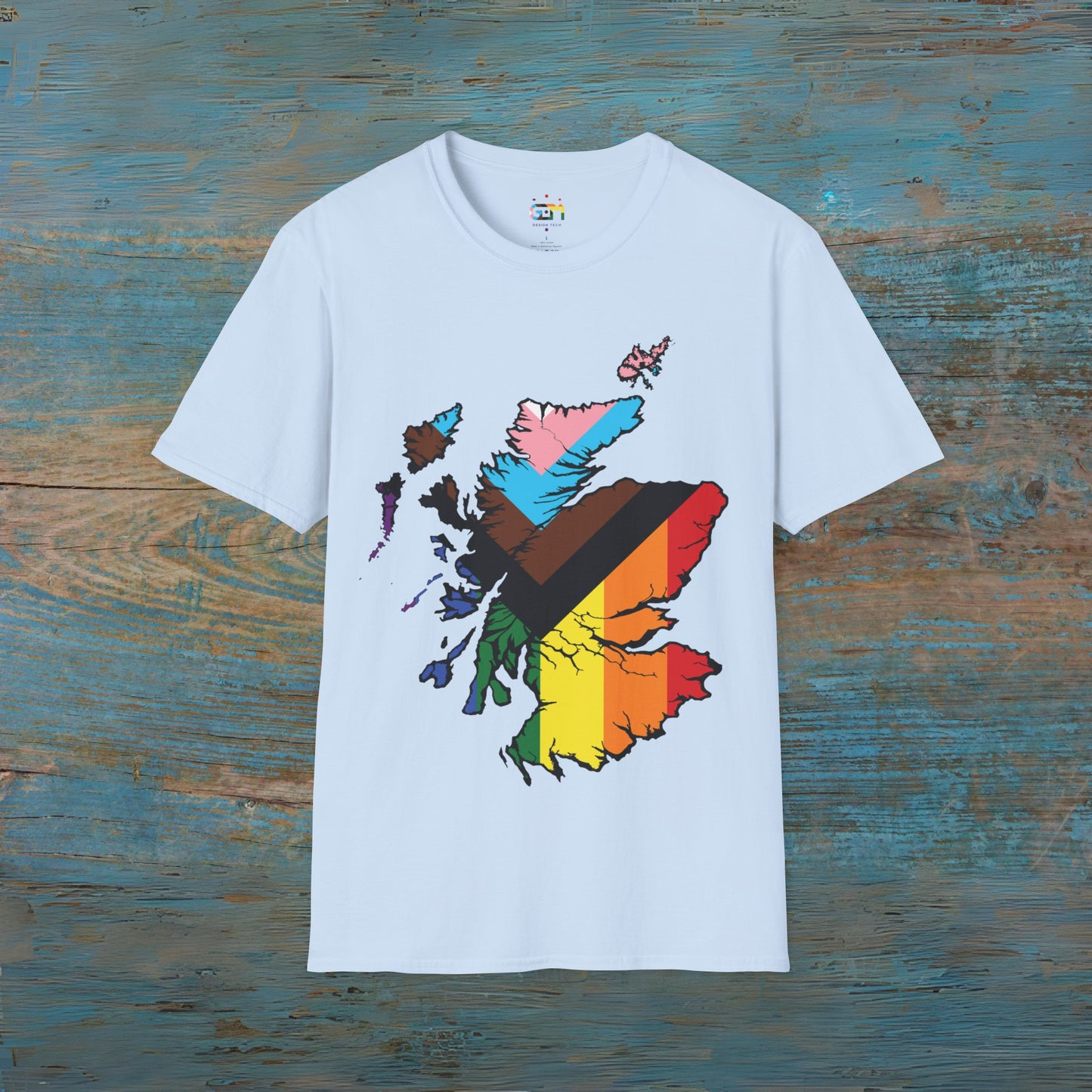 Pride Progress Scotland Map Unisex T-Shirt, Various Colours