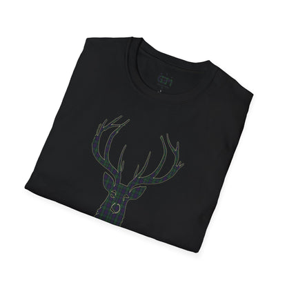 Tartan Stag Softstyle T-Shirt - Argyle Tartan, Unisex Tee, Scottish Scenery, Various Colours