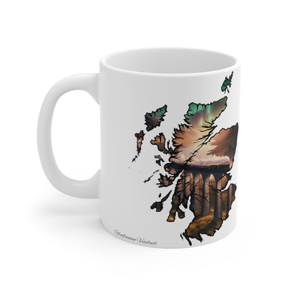 Glenfinnan Viaduct Scotland Map Mug, Coffee Cup, Tea Cup, Scottish Art, Scottish Landmark, Scenery, Nature, White